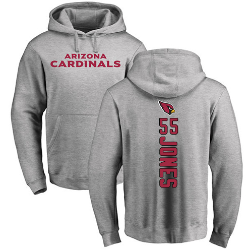 Arizona Cardinals Men Ash Chandler Jones Backer NFL Football #55 Pullover Hoodie Sweatshirts